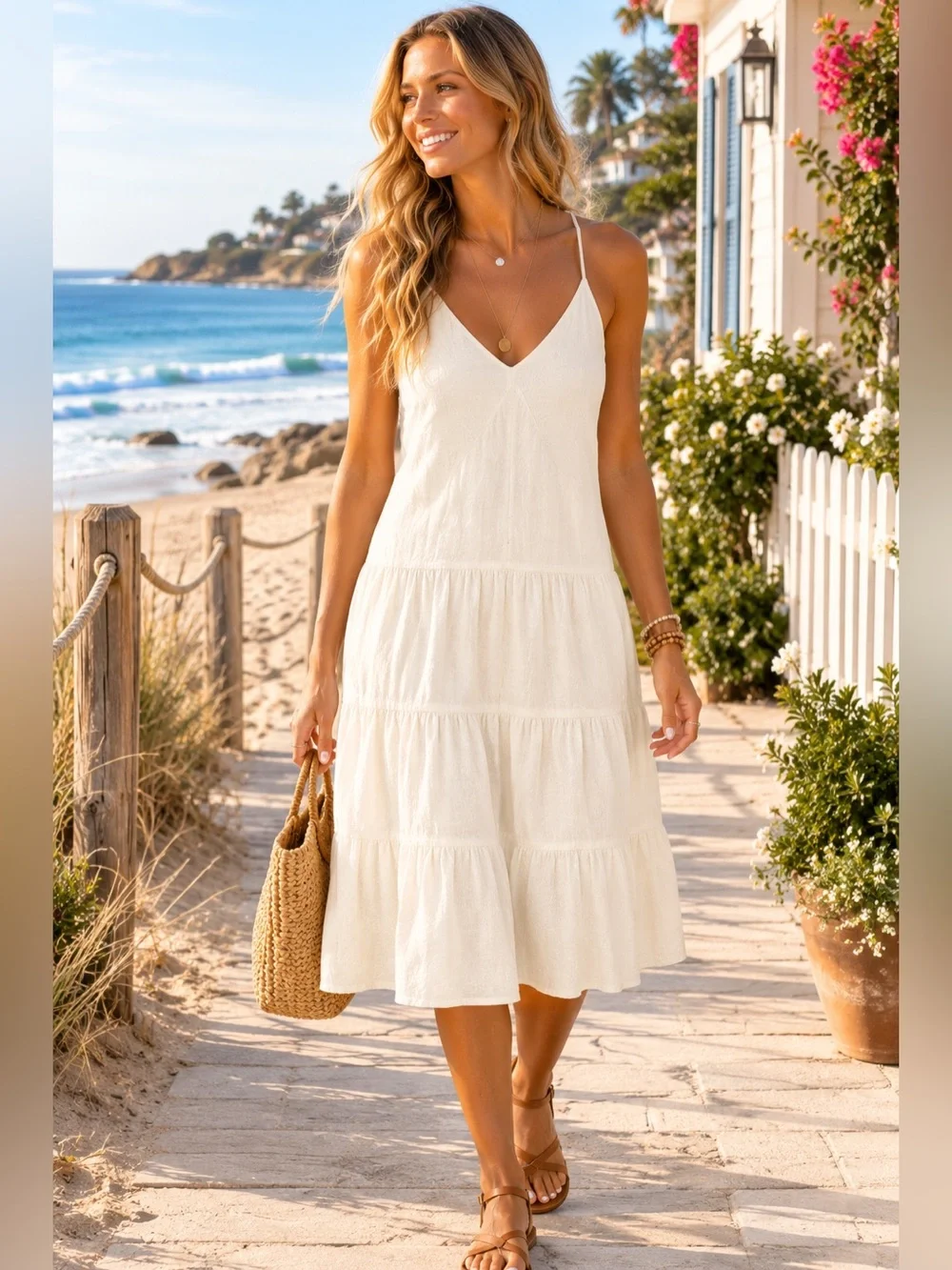 Free People Intimately Ivory Linen Blend Tiered Mini Dress Medium Cottagecore